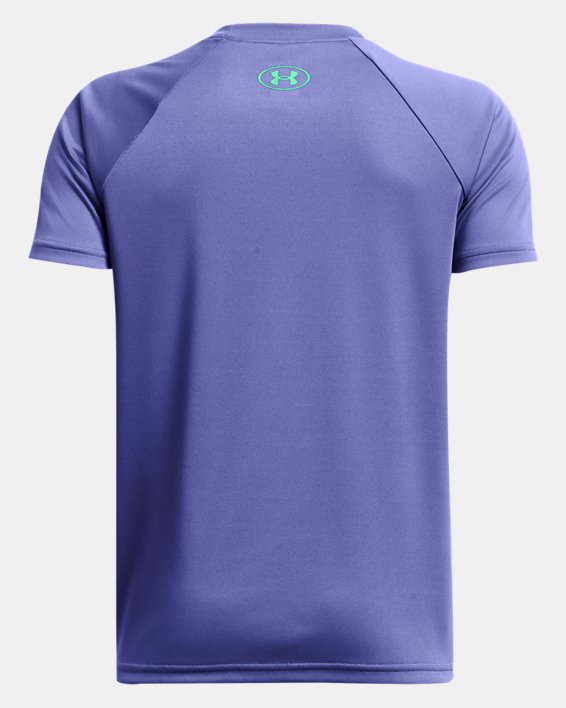 Boys' UA Tech™ Split Wordmark Short Sleeve in Purple image number 1